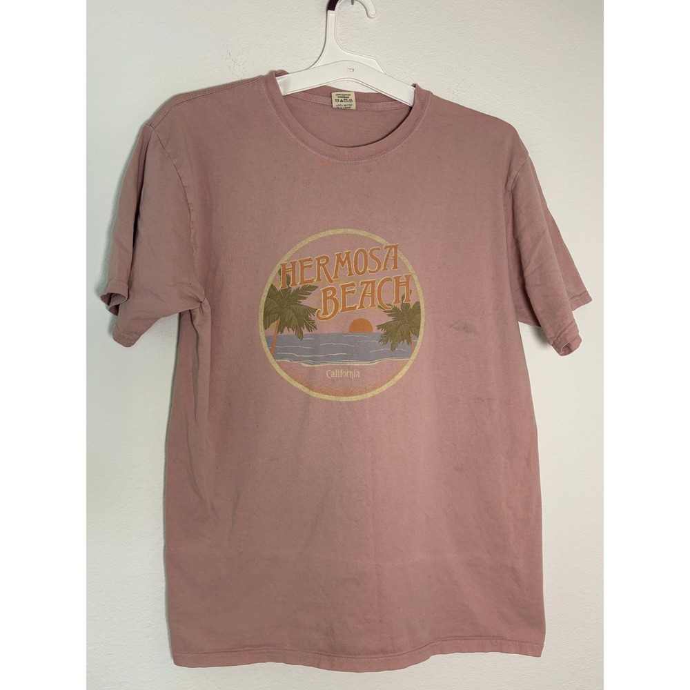 Blue 84 Hermosa Beach California Graphic T-Shirt Mauve Pink Mens Medium M